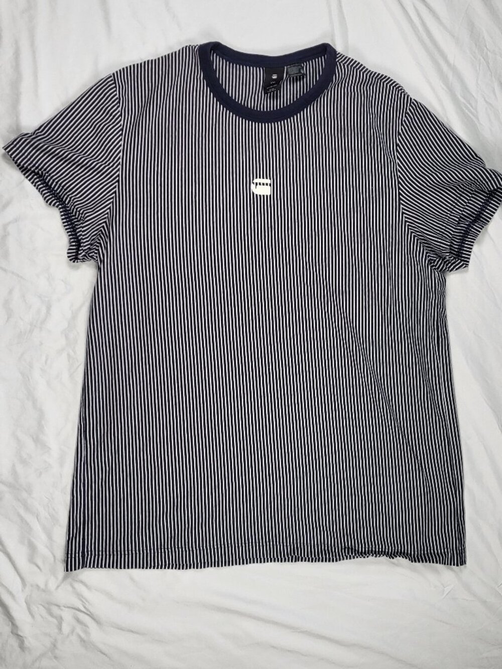 G-Star Raw Shirt Men's 2XL Blue Striped Y2K Streetwear Preppy Logo